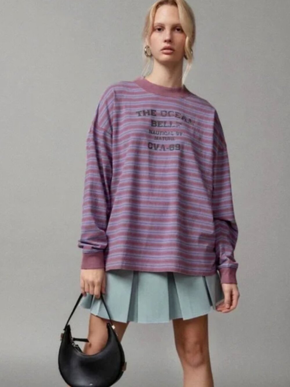 NWT Urban Outfitters BDG Oversized Spencer Long Sleeve Nautical Graphic Tee Top